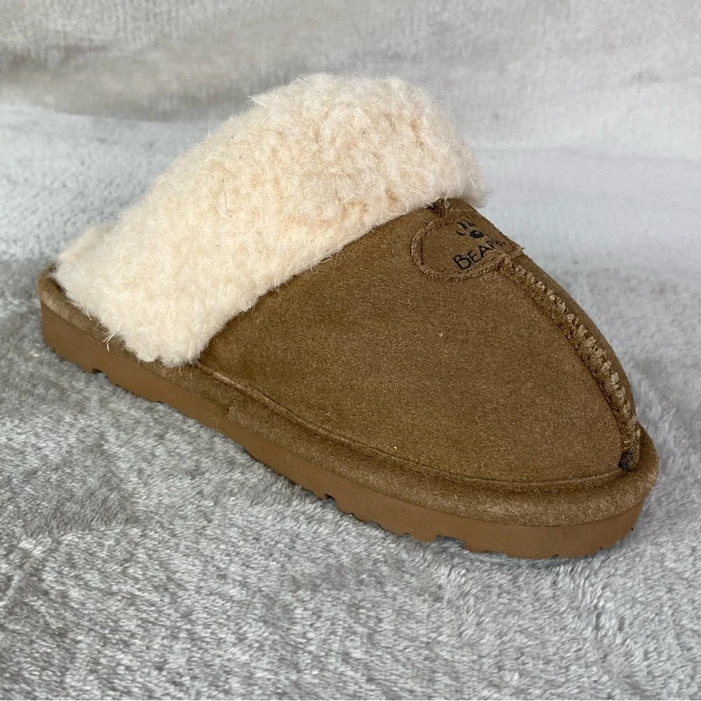 Bearpaw‎ Slipper Shoes Youth Size 13 Brown Suede Shearling Lined Clog Mules NEW